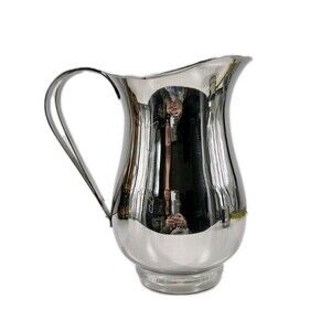 Vintage Silver Plate 8" Water Pitcher Made In India MCM Mid Century Modern